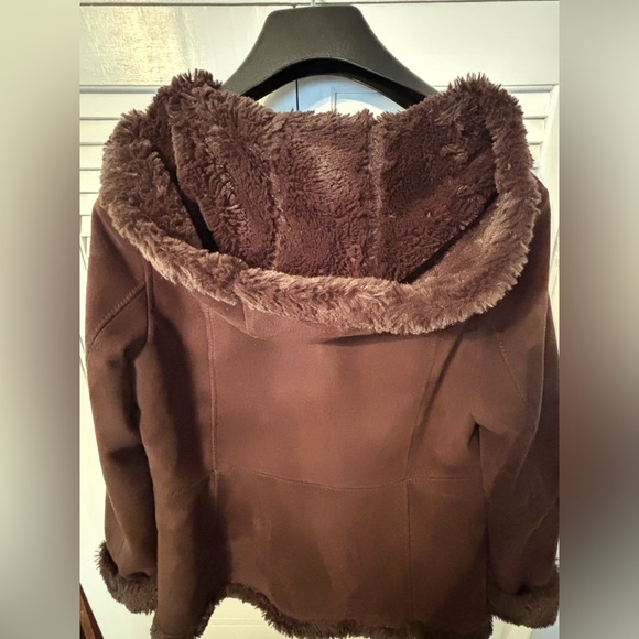 Jones New York Faux Suede Jacket with Faux Fur Trim and Hood, size Large - Picture 10 of 14